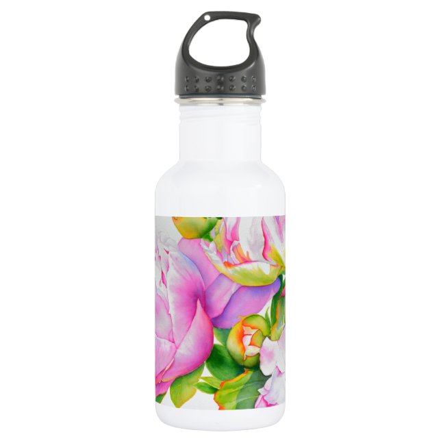 Klassische, elegante, rosafarbene, bläserne Perle Edelstahlflasche (Vorderseite)