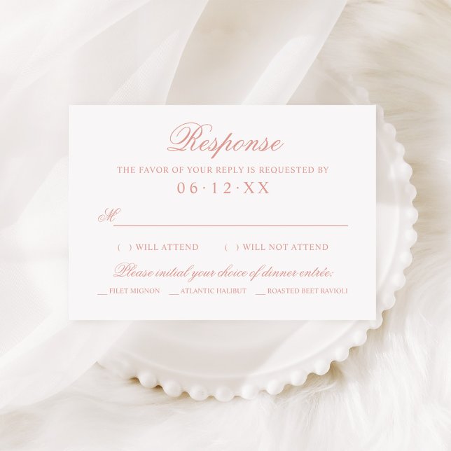 Klassische Elegante Rose Gold Hochzeitstorte Optio RSVP Karte (Von Creator hochgeladen)