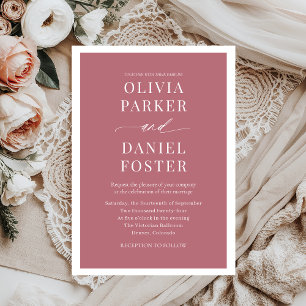 Klassische Elegante Rose Minimalistische Hochzeit Einladung