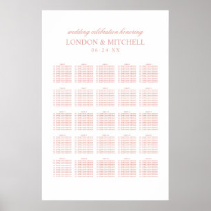 Klassische elegante roségoldene Hochzeitssitzordnu Poster