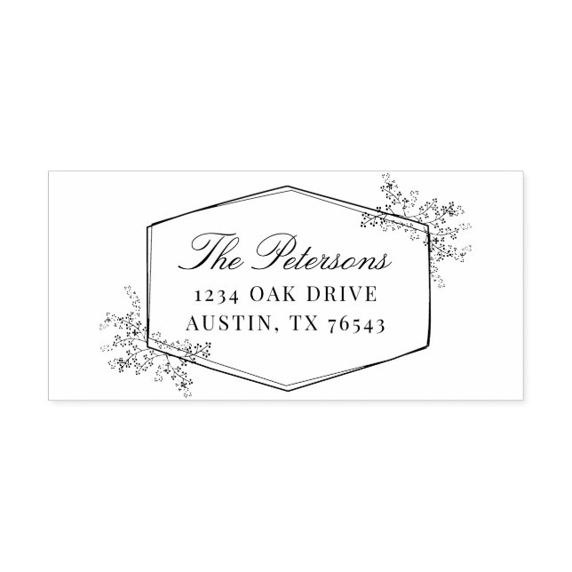 Klassische Elegante Rücksendeadresse mit Blumenrah Permastempel (Design)