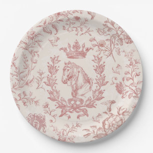 Klassische Elegante schicke Rose Beige Reittour Pappteller