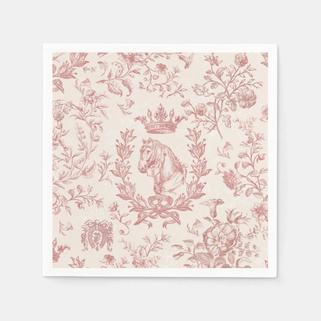 Klassische Elegante schicke Rose Beige Reittour Serviette (Vorderseite)