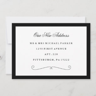 Klassische elegante Schwarz-Weiß-Adressenänderung Ankündigung