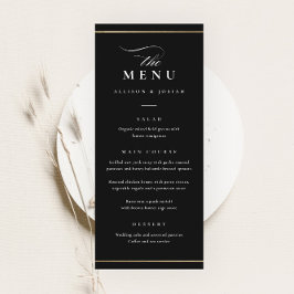 Klassische Elegante Schwarz-Weiß-Hochzeit Menükarte