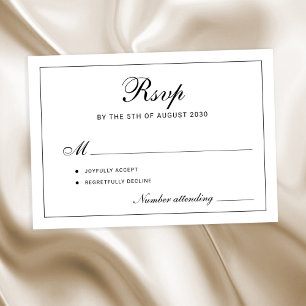 Klassische elegante Schwarz-Weiß-Hochzeit RSVP Karte