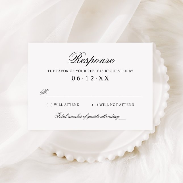Klassische Elegante Schwarz-Weiß-Hochzeit RSVP Karte (Von Creator hochgeladen)