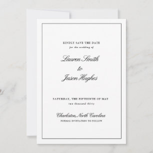 Klassische elegante Schwarz-Weiß-Kalligrafie-Hochz Save The Date