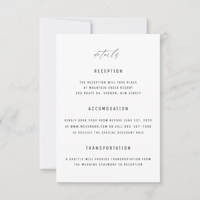 Klassische Elegante Schwarz-weiße Hochzeitskarte Einladung (Vorderseite)