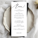 Klassische Elegante Schwarz-weiße Kalligrafie Menükarte<br><div class="desc">Dieses Design ist Teil einer Kollektion; Bitte kontaktieren Sie mich in Touch,  wenn Sie Hilfe beim Finden von passenden Designs oder Produkten benötigen; auch in anderen Farben erhältlich</div>