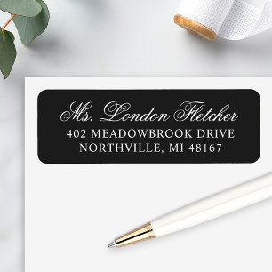 Klassische elegante schwarze Hochzeitsrücksendeadr