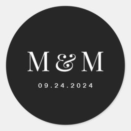 Klassische elegante schwarze Monogramm-Typografie Runder Aufkleber