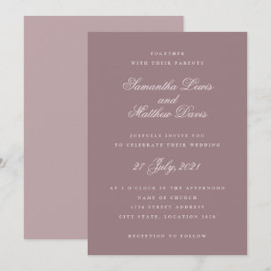 Klassische Elegante Script Lila Mauve Wedding Einladung