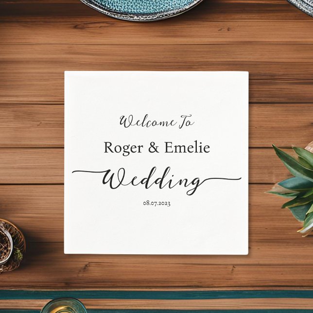 Klassische Elegante Script Wedding Napkin Serviette (Von Creator hochgeladen)