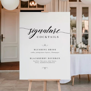 Klassische elegante Skript-Hochzeitssignatur-Cockt Poster