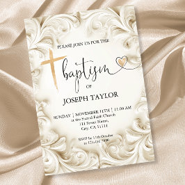 Klassische Elegante Taufe Gold Cross Christening Einladung