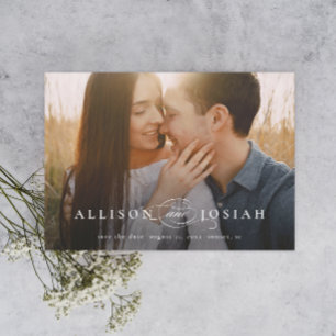 Klassische elegante Typografie Namen Foto Hochzeit Magneteinladung