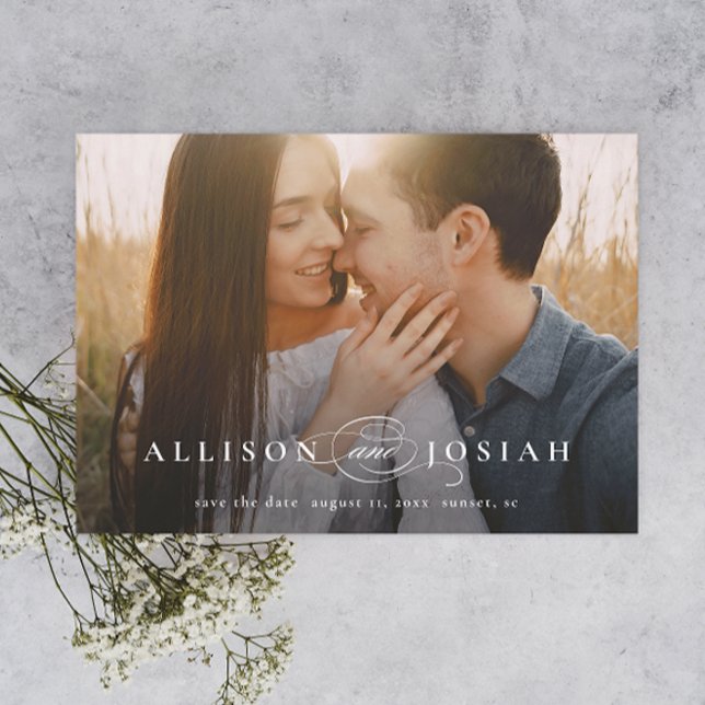 Klassische Elegante Typografy Names Foto Wedding Save The Date (Von Creator hochgeladen)