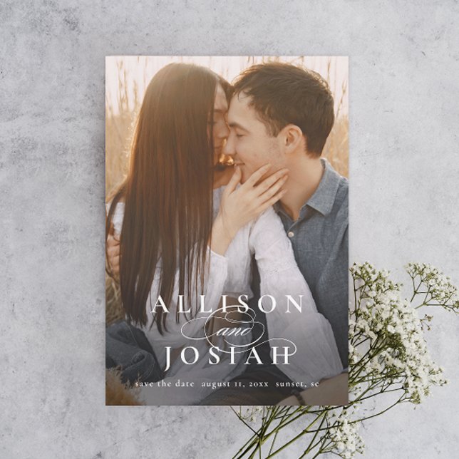 Klassische Elegante Typografy Names Foto Wedding Save The Date (Von Creator hochgeladen)