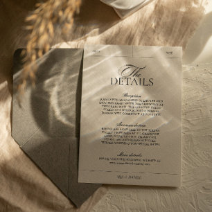 Klassische Elegante Vintage Hochzeitsdetails Begleitkarte