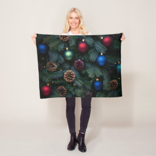 Klassische elegante Weihnachtsbaum-Ornamente Fleecedecke