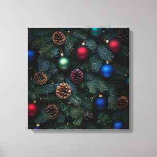 Klassische elegante Weihnachtsbaum-Ornamente Leinwanddruck