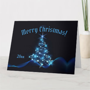 Klassische Eleganz Blaue Sternenlichter Weihnachts Dankeskarte