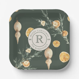 Klassische Eleganz: Chic Mit Monogramm Christmas Pappteller