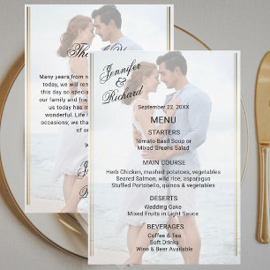 Klassische Eleganz Foto- & Dankeschön-Hochzeit Menükarte