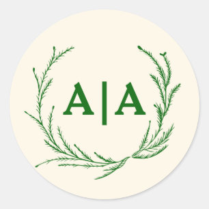 Klassische Eleganz Monogramm Elfenbein & Smaragd B Runder Aufkleber
