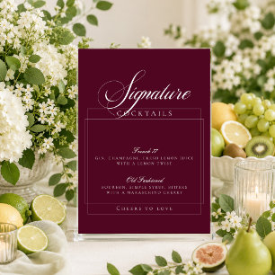 Klassische Elfenbein Burgund Signature Cocktails B Einladung