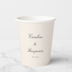 Klassische Elfenbein-Schrift Elegante Hochzeit mit Pappbecher