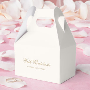Klassische Elfenbein- und Gold-Timeless-Hochzeit Geschenkschachtel