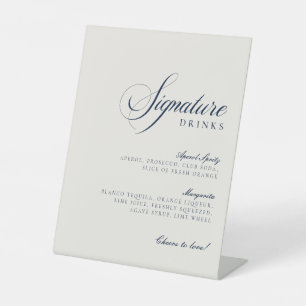 Klassische Elfenbeinblaue Signature-Drinks-Hochzei Sockelschild
