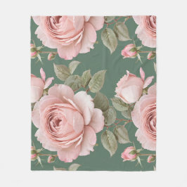 Klassische Englische Rosen in Blassrosa Fleecedecke