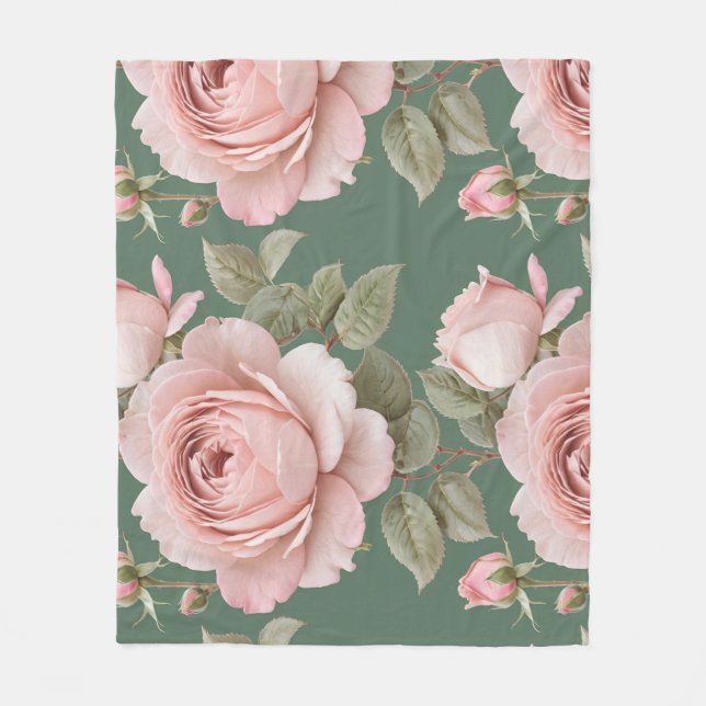 Klassische Englische Rosen in Blassrosa Fleecedecke (Vorderseite)