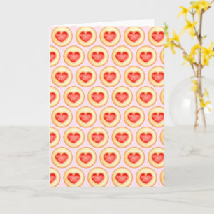Klassische Erdbeerherz-Thumbprint-Cookies Karte