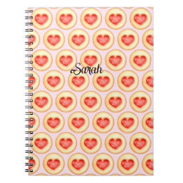Klassische Erdbeerherz-Thumbprint-Cookies Notizblock