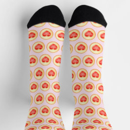 Klassische Erdbeerherz-Thumbprint-Cookies Socken