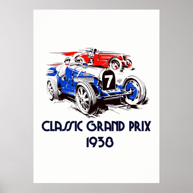 Klassische Fahrzeuge im Retro-Stil Grand Prix 53 x Poster (Vorne)