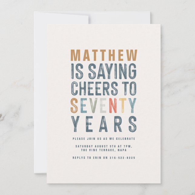 Klassische farbenfrohe Beifall zu 70 Jahren Geburt (Vorderseite)