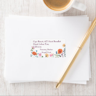 Klassische farbenfrohe Blumengrün Hochzeitsadresse Adressaufkleber