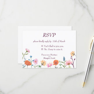 Klassische farbenfrohe Blumengrün RSVP Karte