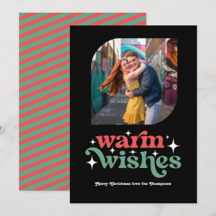 Klassische Farbgebung Modernes Retro-Weihnachtsfot Feiertagskarte