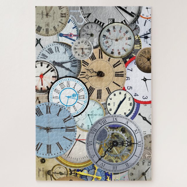 Klassische farbige Collage verzerrter Uhren (Vertikal)