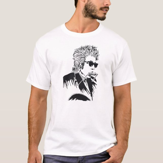 Klassische Felsen-Harmonika und Gitarre Dylans T-Shirt (Vorderseite)