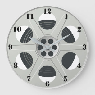 KLASSISCHE FILM-SPULE (MIT SCHWARZEN ZIFFERN) GROßE WANDUHR