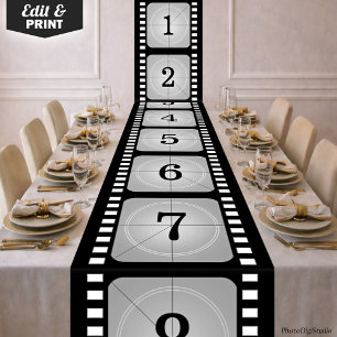 Klassische Filmstreifen-Tischdecke, Hollywood-Part Großer Tischläufer