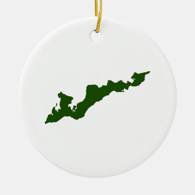 Klassische Fischer-Insel-Logo-Verzierung - Grün Keramik Ornament (Vorne)