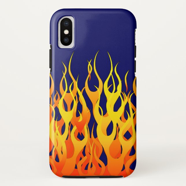 Klassische Flammenfeuer auf blauem Navy Case-Mate iPhone Hülle (Rückseite)